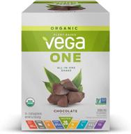 organic chocolate vega one meal replacement protein powder for women and men - vegan, plant based, superfood, packed with vitamins, probiotics, dairy free, gluten free - 10 packets logo