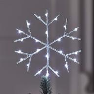🎄 lights4fun, inc. 6" snowflake battery operated micro cool white led christmas tree topper decoration: find the perfect finishing touch for your holiday tree! logo