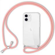 📱 nalia necklace cover for iphone 12 / iphone 12 pro: pink transparent hardcase with adjustable holder strap for easy crossbody carry logo