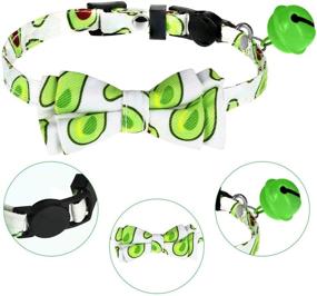 img 2 attached to Frienda 3-Piece Breakaway Cat Collar Set: Stylish Watermelon, Avocado, Pineapple Prints with Adjustable Bow Tie, Bell Included for Kittens and Puppies