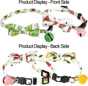 img 1 attached to Frienda 3-Piece Breakaway Cat Collar Set: Stylish Watermelon, Avocado, Pineapple Prints with Adjustable Bow Tie, Bell Included for Kittens and Puppies