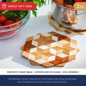 img 2 attached to 🌲 Durable Natural Wooden Trivets for Plates