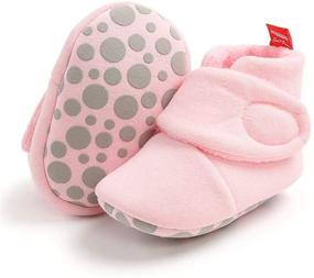 img 4 attached to 👶 Isbasic Cozy Cotton Winter Booties for Newborns: Warm & Non-slip Infant Toddler Slippers