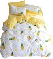 🍍 otob soft 100% cotton bedding sets: fruit pineapple print kids duvet cover set - vibrant yellow, twin size - with pillowcases, zipper ties - perfect bedding gift set for teen girls - no comforter included logo