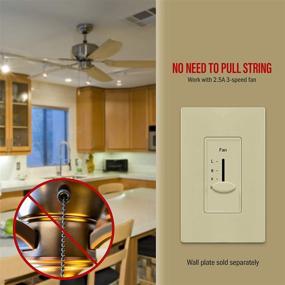 img 1 attached to 🔲 ENERLITES 3 Speed Slide Ceiling Fan Control Switch, 120VAC, 2.5A, Single-Pole, No Neutral Wire Required, Ivory - Model 17000-F3-I-F