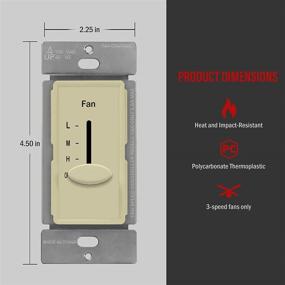 img 3 attached to 🔲 ENERLITES 3 Speed Slide Ceiling Fan Control Switch, 120VAC, 2.5A, Single-Pole, No Neutral Wire Required, Ivory - Model 17000-F3-I-F