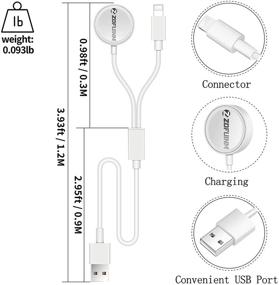 img 2 attached to 🔌 Улучшенный комплект из 2-х шнуров для зарядки Apple Watch Series SE/6/5/4/3/2/1 и iPhone 12/11/Pro/Max/XR/XS/XS Max/X, также совместимый с Pad Series (длина 3,9 фута/1,2 метра)