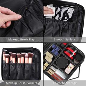 img 3 attached to 💼 Kootek Portable Travel Makeup Bag Organizer with Adjustable Dividers for Cosmetics, Makeup Brushes, Toiletries, Jewelry, and Digital Accessories