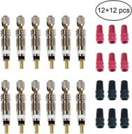 presta valve core pack (12 units) + 12 anodized alloy presta valve caps for tubeless road & mtb bikes, compatible with stan's, vittoria, continental, kenda & more. leak-proof replacement for presta and schrader valve cores logo