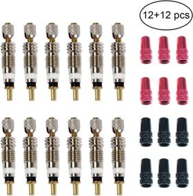 img 4 attached to Presta Valve Core Pack (12 Units) + 12 Anodized Alloy Presta Valve Caps for Tubeless Road & MTB Bikes, Compatible with Stan's, Vittoria, Continental, Kenda & MORE. LeaK-Proof Replacement for Presta and Schrader Valve Cores