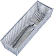 🗄️ 9 x 3 inch metal mesh drawer organizer with interlocking arm connection - silver - ideal for utensils, silverware, and kitchen organization логотип