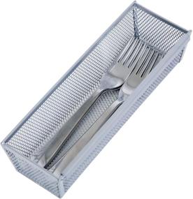 img 4 attached to 🗄️ 9 x 3 Inch Metal Mesh Drawer Organizer with Interlocking Arm Connection - Silver - Ideal for Utensils, Silverware, and Kitchen Organization