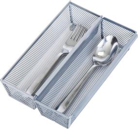 img 3 attached to 🗄️ 9 x 3 Inch Metal Mesh Drawer Organizer with Interlocking Arm Connection - Silver - Ideal for Utensils, Silverware, and Kitchen Organization