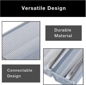 img 1 attached to 🗄️ 9 x 3 Inch Metal Mesh Drawer Organizer with Interlocking Arm Connection - Silver - Ideal for Utensils, Silverware, and Kitchen Organization