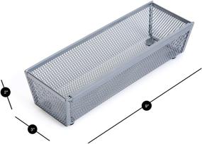 img 2 attached to 🗄️ 9 x 3 Inch Metal Mesh Drawer Organizer with Interlocking Arm Connection - Silver - Ideal for Utensils, Silverware, and Kitchen Organization