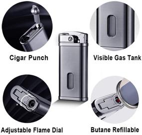 img 3 attached to Laicengo Jet Torch Lighter - Punch, Visible Gas Tank, Adjustable Blue Flame - Windproof Lighter for Men/Father/Husband (Flue Not Included)