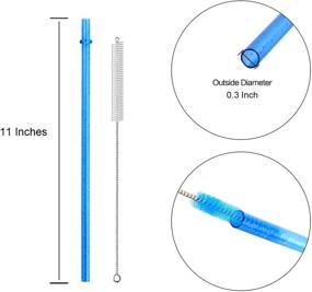 img 3 attached to 🥤 Многоразовые пластиковые трубочки для высоких стаканов и тумблеров - 12 штук, 11 дюймов, 6 цветов, безопасные для здоровья, неразрушимые, прозрачные с блестками, с щеткой для чистки - Не подходят для посудомоечной машины.