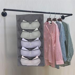 img 1 attached to 👚 AirCover Closet Hanging Organizer: Dual-Sided Storage Bags with Mesh Pockets, Metal Hanger & Shoe Bags - Grey, 5+10 Pockets, 2 Pack