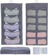 👚 aircover closet hanging organizer: dual-sided storage bags with mesh pockets, metal hanger & shoe bags - grey, 5+10 pockets, 2 pack logo