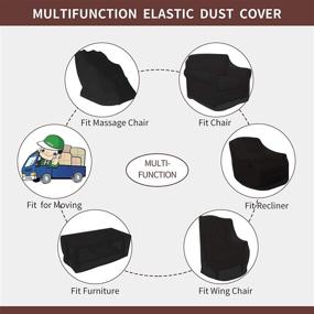 img 1 attached to Easy-Going Black Chair Cover: Massage Armchair & Recliner Wing Slipcovers for Moving, Dust Proof & Storage - Removable Sofa Shield, Machine Washable Furniture Protector