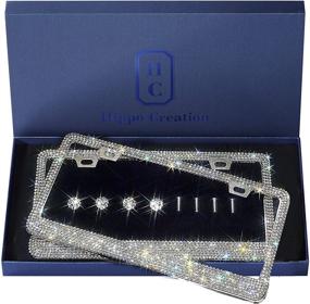 img 4 attached to 💎 Premium 2-Pack HC Prong Setting Luxury Handcrafted Bling License Plate Frame: 14 Facets White Rhinestone Crystals, GiftBox Included - Perfect Car Accessories for Standard Plate Size