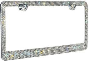 img 3 attached to 💎 Premium 2-Pack HC Prong Setting Luxury Handcrafted Bling License Plate Frame: 14 Facets White Rhinestone Crystals, GiftBox Included - Perfect Car Accessories for Standard Plate Size