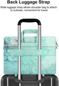 img 1 attached to 👜 MOSISO Laptop Shoulder Bag: Stylish Watercolor Marble Green 13 inch Sleeve Compatible with MacBook Pro/Air, Notebook Computer - Including Trolley Belt