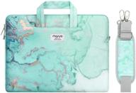 👜 mosiso laptop shoulder bag: stylish watercolor marble green 13 inch sleeve compatible with macbook pro/air, notebook computer - including trolley belt logo