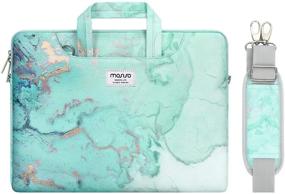 img 4 attached to 👜 MOSISO Laptop Shoulder Bag: Stylish Watercolor Marble Green 13 inch Sleeve Compatible with MacBook Pro/Air, Notebook Computer - Including Trolley Belt