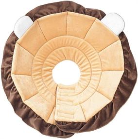 img 2 attached to 🐾 SunGrow Neuter Surgery Recovery Cone, 8-10 Inches, Donut Collar with Adjustable Loop Fasteners, Brown and Peach Comfort Tube, M Size, 1-pc