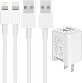 img 4 attached to 🔌 Зарядное устройство для iPhone с сертификатом Apple MFi - Veetone 2Pack 6FT молния для передачи данных и зарядки USB и двухпортовое зарядное устройство с складным штекером - Совместимо с iPhone 12/11/XS/XR/X 8 7/iPad.