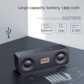 img 2 attached to 🔊 Усовершенствованный портативный Bluetooth-динамик 5.0 с 3D стерео и высокими басами, 18 часов воспроизведения, встроенным микрофоном, FM-радио, беспроводной дальностью 100 футов - идеально подходит для отдыха на свежем воздухе и путешествий с басом