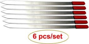 img 1 attached to 🍢 eMart4u Premium Stainless Steel Barbecue Skewers: Ultimate BBQ Outdoor Grill Skewer Stick Set with Solid Wood Handle for Grilling Shish Kebob Koubideh Persian Brazilian Kebab (6pcs)