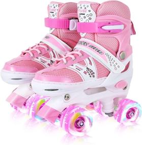 img 4 attached to 🌈 Fun Illuminating Roller Skates for Girls and Boys - Adjustable, 8 Wheels, Perfect for Kids Beginners