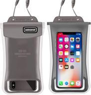 📱 2-pack waterproof phone pouch by gihery - floating, universal cellphone case, ipx8 certified dry bag - compatible with iphone xsmax/xs/xr/x/8plus/8/7plus/7/6s/6 and samsung galaxy s10/s10/s9 - gray logo