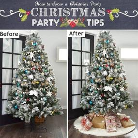 img 1 attached to 🎄 GENWEI 48 Inch Christmas Tree Skirt - White Snowy Faux Fur Xmas Plush Mat - Large Winter Christmas Tree Decoration for Merry Christmas Party