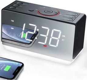 img 4 attached to 🕰️ Emerson Radio White Jumbo Mirror Display Alarm Clock Radio - USB Charging, Bluetooth Speaker, LED Decor, ER100116