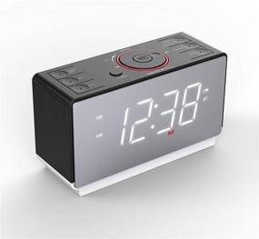 img 2 attached to 🕰️ Emerson Radio White Jumbo Mirror Display Alarm Clock Radio - USB Charging, Bluetooth Speaker, LED Decor, ER100116