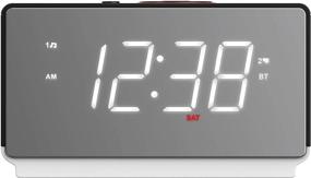 img 1 attached to 🕰️ Emerson Radio White Jumbo Mirror Display Alarm Clock Radio - USB Charging, Bluetooth Speaker, LED Decor, ER100116