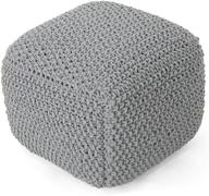 🪑 stylish comfort: christopher knight home teresa knitted cotton square pouf in light grey logo