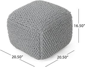 img 2 attached to 🪑 Stylish Comfort: Christopher Knight Home Teresa Knitted Cotton Square Pouf in Light Grey