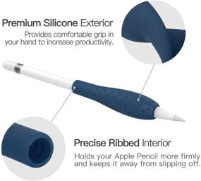 img 2 attached to 🖊️ MoKo Silicone Grip Holder: Ergo Protective Sleeve for Apple Pencil 1st / 2nd Gen - Blue & Midnight Blue, 2 Pack