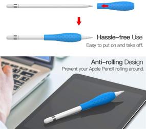 img 1 attached to 🖊️ MoKo Silicone Grip Holder: Ergo Protective Sleeve for Apple Pencil 1st / 2nd Gen - Blue & Midnight Blue, 2 Pack