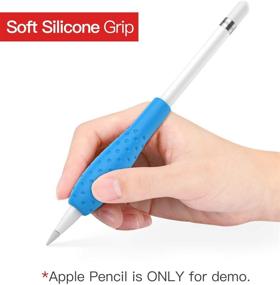 img 3 attached to 🖊️ MoKo Silicone Grip Holder: Ergo Protective Sleeve for Apple Pencil 1st / 2nd Gen - Blue & Midnight Blue, 2 Pack