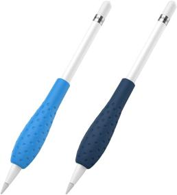 img 4 attached to 🖊️ MoKo Silicone Grip Holder: Ergo Protective Sleeve for Apple Pencil 1st / 2nd Gen - Blue & Midnight Blue, 2 Pack