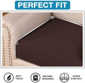 img 2 attached to 🛋️ Brown Sofa Cushion Cover - High Stretch Seat Cushion Protector for Furniture - Soft Flexibility with Elastic Bottom - Sofa Slipcover with 2-Piece Cushion Covers