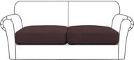 🛋️ brown sofa cushion cover - high stretch seat cushion protector for furniture - soft flexibility with elastic bottom - sofa slipcover with 2-piece cushion covers logo