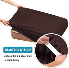 img 1 attached to 🛋️ Brown Sofa Cushion Cover - High Stretch Seat Cushion Protector for Furniture - Soft Flexibility with Elastic Bottom - Sofa Slipcover with 2-Piece Cushion Covers