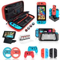 complete 18-in-1 red nintendo switch accessories bundle: carrying case, screen protector, playstand & more! logo