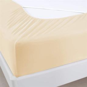img 4 attached to 🛏️ Elastic Fabric Wrap Around 4 Sides Box Spring Cover King Size, Hotel/Home Bed Skirt Alternative, Fits Box Springs up to 13 Inches, Light Yellow